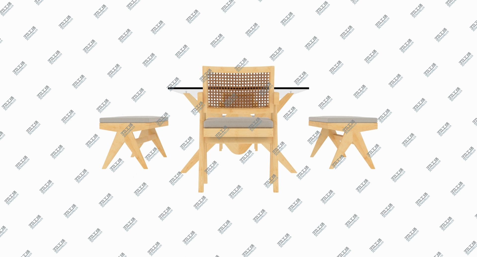 images/goods_img/202105073/3D Cassina Jeanneret Capitol Complex Glass Table with Office Chair and Clear Bench Set/5.jpg